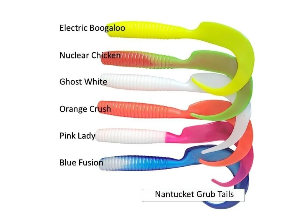 Nantucket Poison Swingtail Saltwater Grub Tail colors